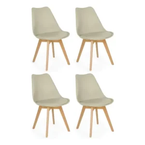 Kit 4 cadeiras eames leda prime estofada magazine decor cor nude natural