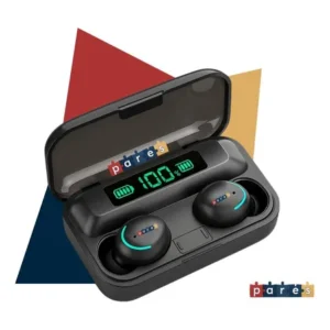 Fone de ouvido sem fio bluetooth f9-5 pares som imersivo powerbank moderno bateria longa duração academia compativel com todos celulares preto