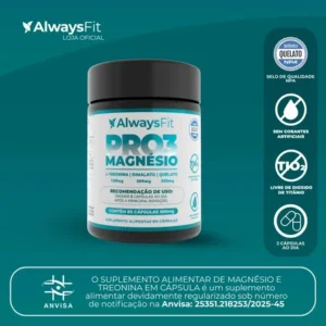 Pro3magnésio always fit kit 3 magnésio treonato quelato dimalato 60 cápsulas sem sabor