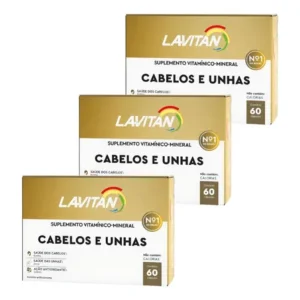Lavitan vitamina para cabelos e unhas com 60 cápsulas / kit 3 unidades de 60cps sem sabor
