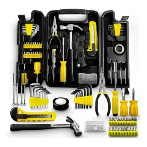Jogo de ferramentas 200 peças com chaves precisão e allen kit maleta resistente - titanium platina amarelo/preto