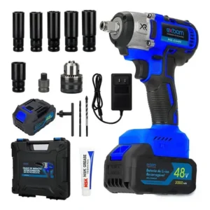 Parafusadeira impacto exbom 48v 2 baterias mql-ci6480 velocidade 2300rpm azul