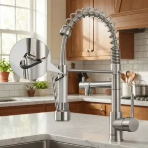 Torneira gourmet para cozinha inox escovado monocomando cor prateado
