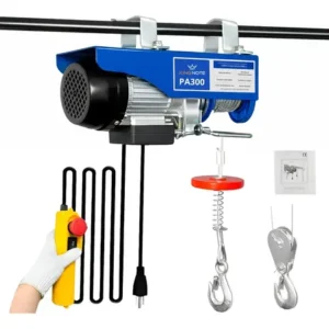 Guincho talha elétrica capacidade 150 / 300 kg elevação de até 12 metros 650w cabo aço azul 220v 1