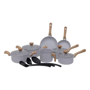 Conjunto jogo de panelas ceramica antiaderente fogão indução mimo style grafito cinza claro