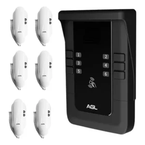 Kit porteiro eletrônico coletivo 6 pontos s500 + interfone preto/branco