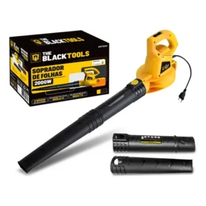 Soprador de folhas e resíduos elétrico 2000w para jardim bsf2000 the black tools amarelo 127v