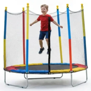 Cama elástica infantil pula 1,8m trampolim com zíper preto vermelho