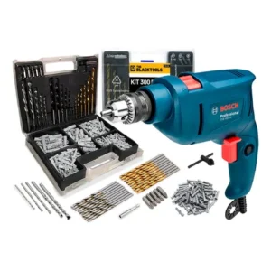 Furadeira de impacto bosch 450w 10mm gsb 450 re com jogo brocas bits 300 peças azul 127v 50/60hz