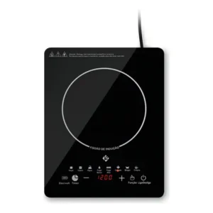 Cooktop de indução 1 boca preto com trava segurança painel touch screen 127v