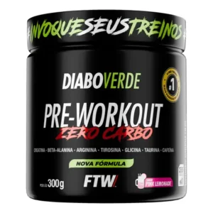 Pre treino workout zero carbo com creatina pote 300g sabor pink lemonade ftw - diabo verde limonada rosa