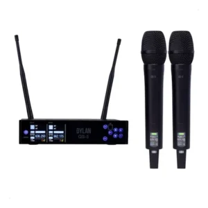 Microfone sem fio duplo dylan qs-5 bateria recarregável preto