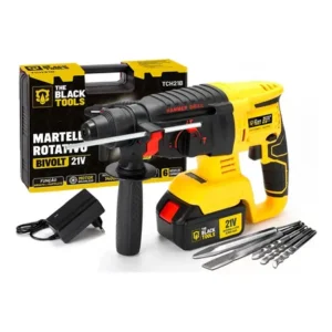 Martelete rompedor rotativo de impacto a bateria 21v 1400 rpm 4800 ipm cor amarelo the black tools 127/220v 60hz