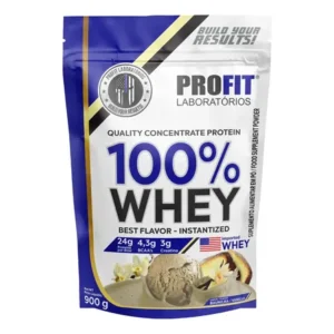 100% whey - isolado e concentrado refil 900g profit sabor baunilha