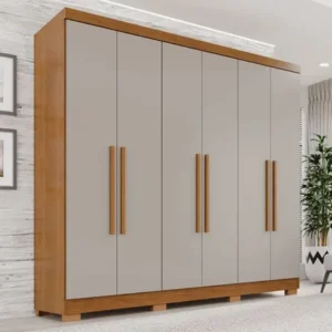 Guarda-roupa casal 6 portas 2 gavetas frança wt cinamomo/off-white