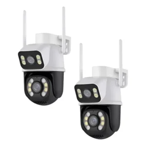 Kit 2 câmera wifi externa a28 app icsee dupla visão 3mp prova dágua cor branco
