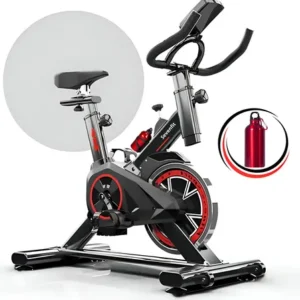 Bicicleta ergométrica fitness para cardio e musculação com base cor preto vermelho 6kg inercia marca sevenfit