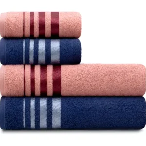 Jogo toalhas de algodão 4 banho e rosto rosa azul karsten rosa/azul liso