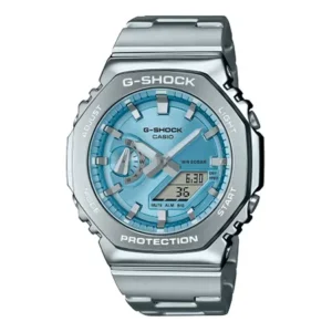 Relógio casio g-shock g-steel gm-2110d-2adr masculino azul-claro prateado