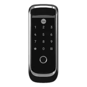 Fechadura digital yale ybl 410b sobrepor biometria aplicativo bluetooth preta e prata