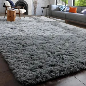 Tapete decorativo felpudo 2,00x1,50 sala quarto escritório cor cinza liso pelo alto casa laura enxovais 2 m 1.5