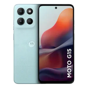 Smartphone motorola moto g15 - 128gb 12gb (4gb ram+8gb ram boost) e camera 50mp com ai night vision bateria de 5200 mah tela fhd+ 6.7 superbrilho nfc azul claro