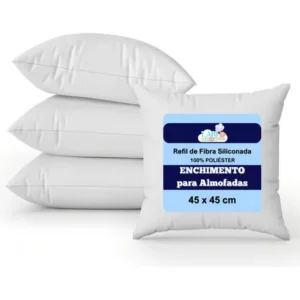 Kit 4 enchimento almofada 45x45cm fibra siliconada antialérgico branco liso