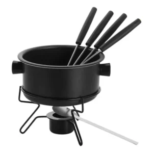 Aparelho fondue pop antiaderente 7 pçs preto forma + 4 garfo