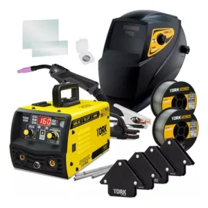 Maquina solda inversora mig sem gás 160a tig mma trisolda cor amarelo