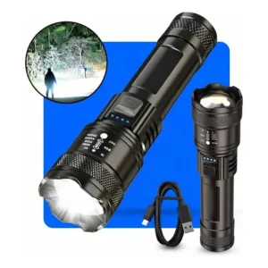 Lanterna militar tatica led mais forte do mundo potente 1km zoom telescópico alto brilho resistente agua sitio fazenda uniled branco preto