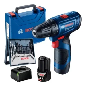 Parafusadeira furadeira bateria gsr120-li com kit 15 brocas bosch azul 127/220v