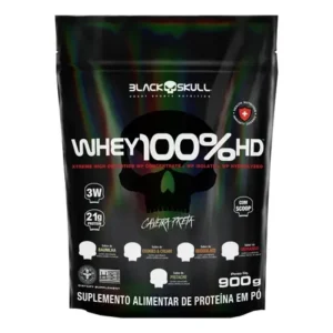 Suplemento en pó black skull whey protein massa muscular proteína de 100% hd sabor chocolate x 900g