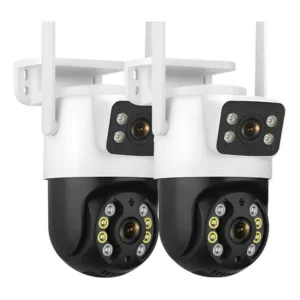 Kit 2 camera segurança a31 icsee prova d'agua lente dupla cor branco/preto estary shop