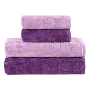 Jogo de toalhas banho village com 4 peças lilás e roxo buddemeyer