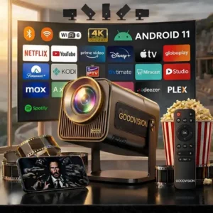 Projetor grande portátil smart wifi good vision 4k 1080p 390 ansi full ultra hd 10.000 lumens bluetooth hy320-1080p usb hdmi android cinema cor preto 127/220v