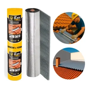 Fita asfáltica autoadesiva aluminizado vedatudo 90cm x 10m imperblock aluminio fvd90-tbt the black tools prateado