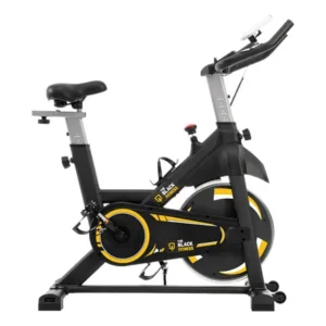 Bicicleta ergométrica spinning mecânica com roda de inércia 8kg fitness preto amarelo fbe800 the black tools