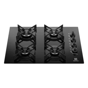 Cooktop 4 bocas a gás electrolux mesa de vidro efficient grade aço fosco (ke4gr) bivolt preto 127/220v