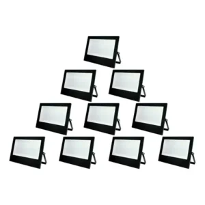Kit 10 refletor led slim externo 200w 6500k branco frio ip66 110v/220v bivolt preto cod: alut000702-10 alut by avant 127/220v
