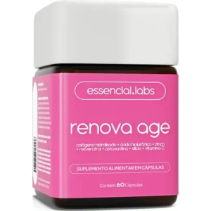 Renova age - 60 cápsulas fórmula exclusiva para a pele / anti-envelhecimento com colágeno hidrolisado, ácido... sem sabor