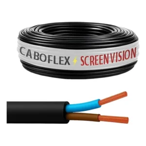 Fio cabo pp 4mm flexivel 2x4mm 2 vias rolo 100 metros para extensão cor preto marca screen vision