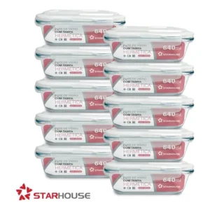 Kit 10 potes herméticos vidro 640ml starhouse marmita forno micro-ondas