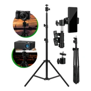 Tripé profissional para celular e câmera pedestal 2,1m suporte horizontal vertical preto