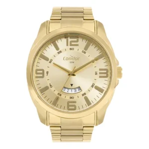 Relógio condor masculino dourado aço co2115mzp/4x champanhe