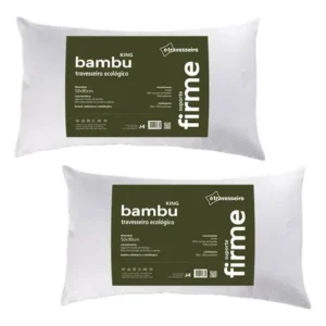 Travesseiro king 50x90 cm bambu hipoalergênico antiácaro lavável branco kit 2