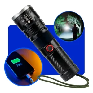 Lanterna tatica militar profissional led mais forte do mundo 2km ultra potente aluminio aviao longo alcance zoom telescopico uniled branco preto