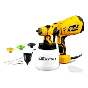 Pistola de pintura e pulverizadora elétrica portátil hvlp 1.250l c/5 bicos acessórios 600w tpp150 the black tools amarelo 220v