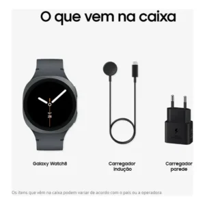 Samsung galaxy watch8 smartwatch 44mm lte, ai caixa grafite pulseira bisel prata