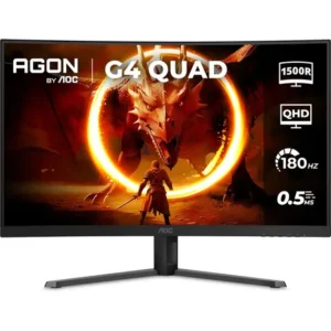Monitor gamer curvo aoc agon quad 32 180hz 0,5ms cq32g4e preto 127/220v