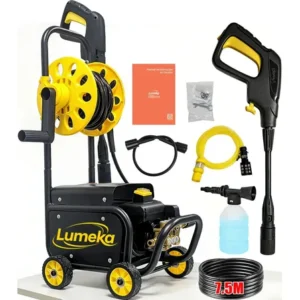 Lavadora de alta pressão lumeka xw80 com motor a indução lavadoras jato elétricas rolo mangueira preto 127v 50hz/60hz